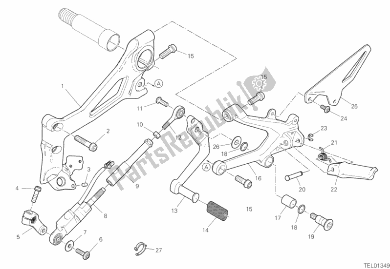 Todas las partes para Reposapiés, Izquierda de Ducati Streetfighter V4 USA 1103 2020